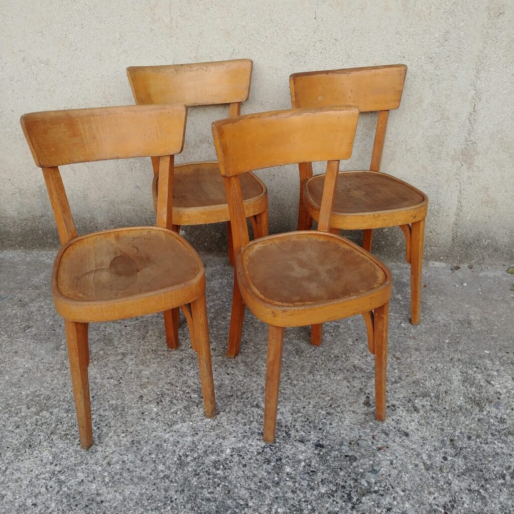 4 Sedie Vintage in Legno Curvato Anni '50/'60