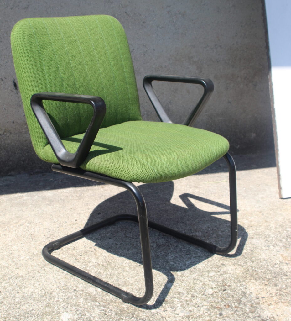 Sedia a sbalzo da ufficio, vintage, verde, anni '70 - '80