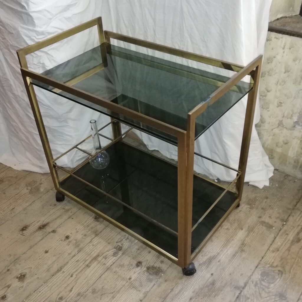 Carrello bar portavivande, in ottone, vintage anni '70