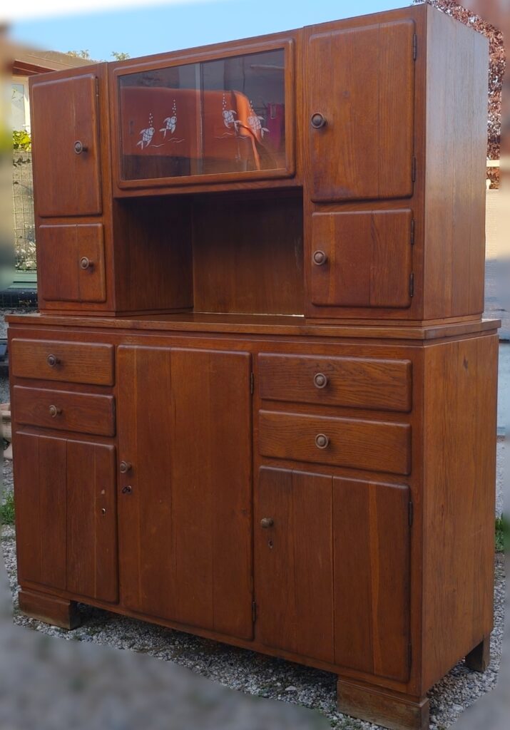 Credenza vetrina vintage rustica in legno massello