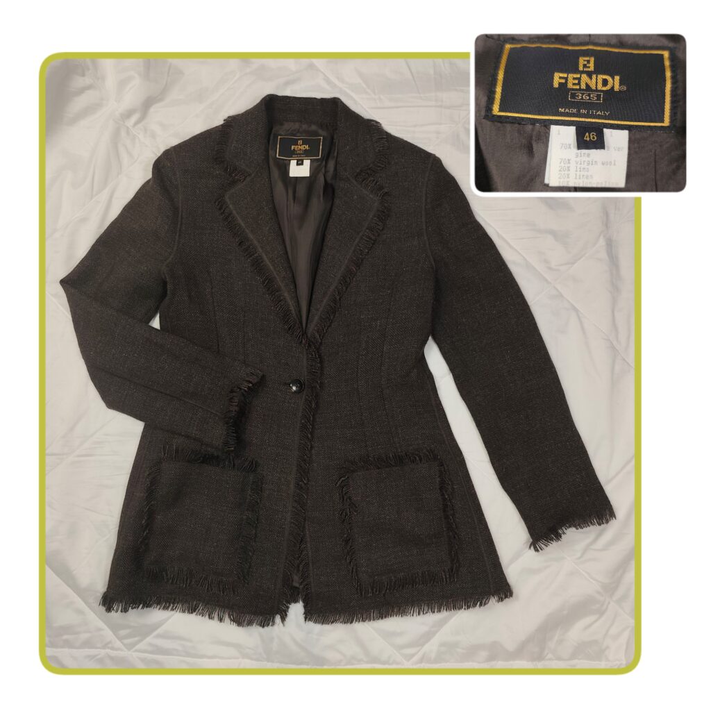 Giacca vintage anni '90, blazer d'archivio Fendi, da donna, linea Fendi 365