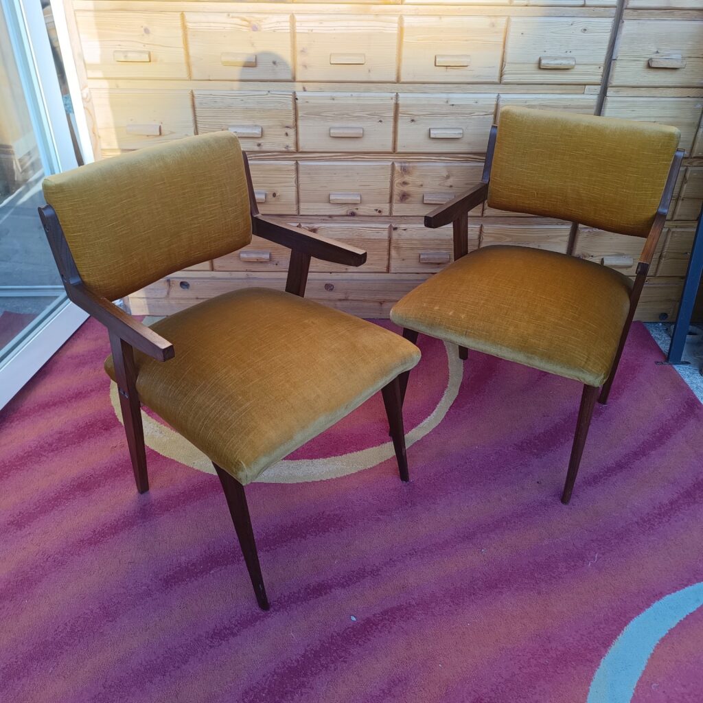 2 sedie - poltroncine con braccioli, vintage anni '50 - '60