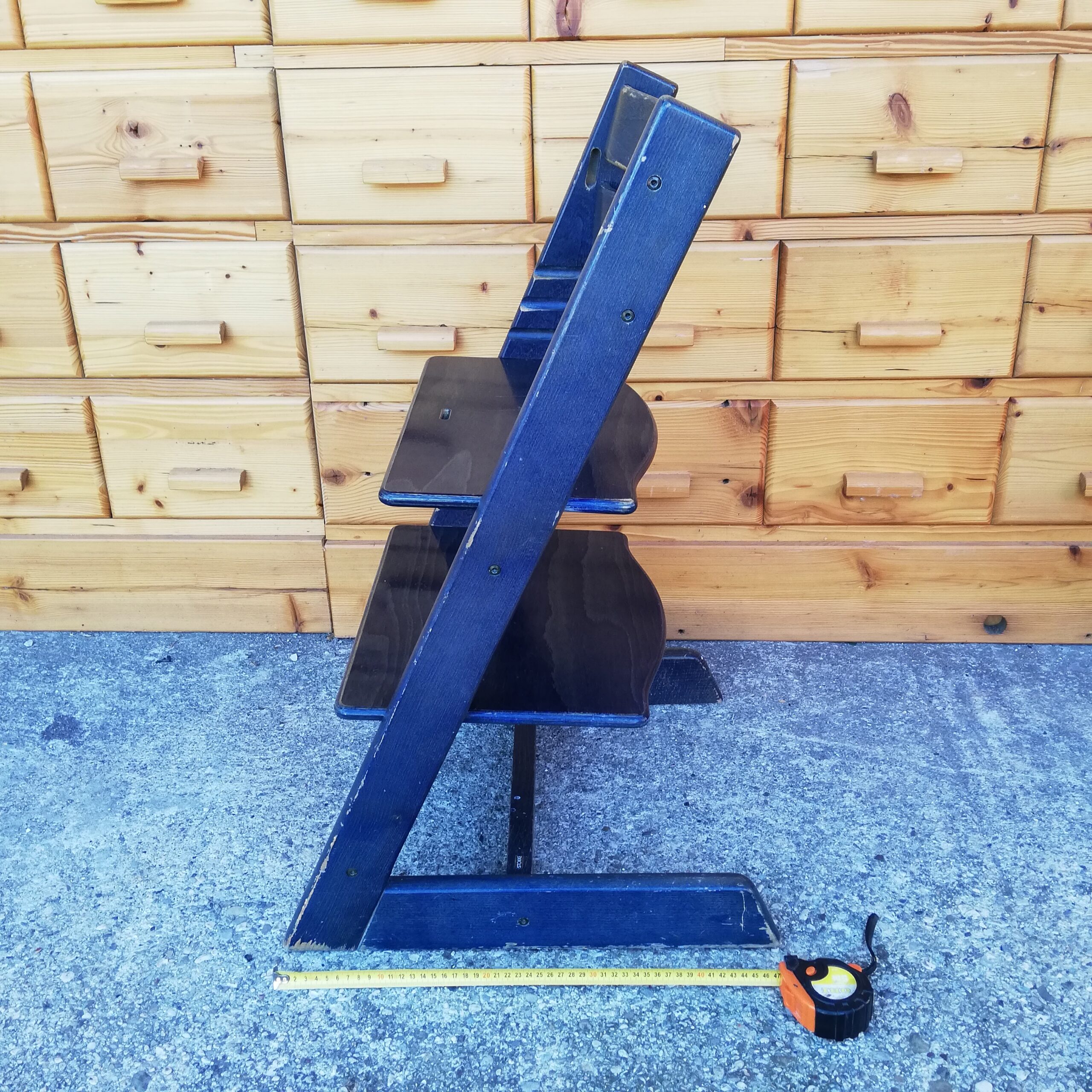 Sedia vintage Stokke, in legno, modello Tripp Trapp - Blu
